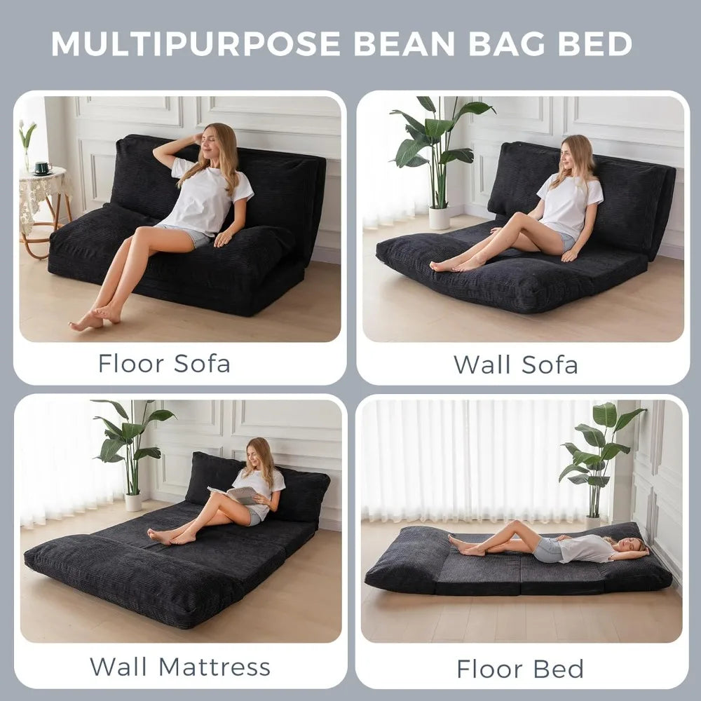 Beanbags Chair Bean Bag Bed Folding Sofa Bed Floor Mattress for Adults Single Sofa Living Room Sofas Black Furniture Chairs Lazy