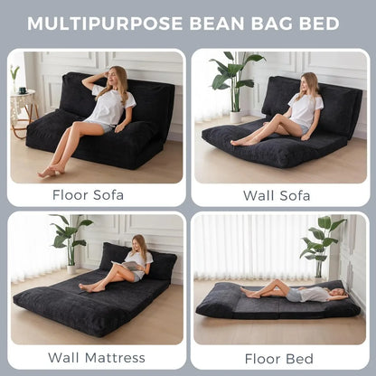 Beanbags Chair Bean Bag Bed Folding Sofa Bed Floor Mattress for Adults Single Sofa Living Room Sofas Black Furniture Chairs Lazy