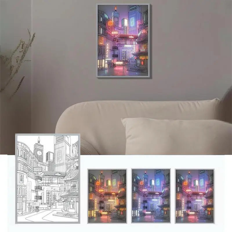 LED Light Up Painting Anime Wall Light Painting Decor Led Wall Art Picture Frame Dimming Romantic Night Lamp Romantic Gift Home