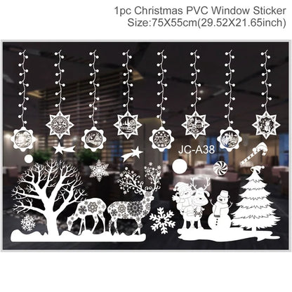 Christmas Window Stickers Christmas Wall Sticker Kids Room New Year Decoration 2025