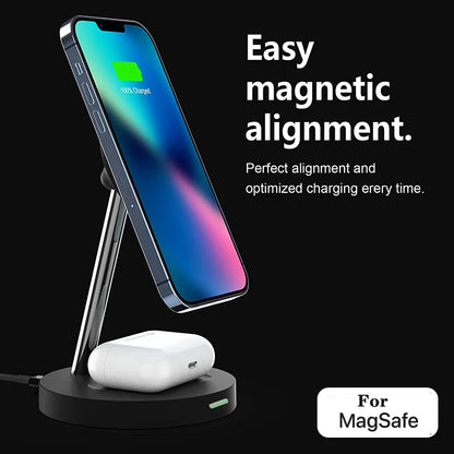 3 IN 1 Wireless Charger Stand For Magsafe  iPhone 15 14 13 12 11 Pro Max 15W Qi Fast Charging Dock for AirPods Pro 2 3 iWatch