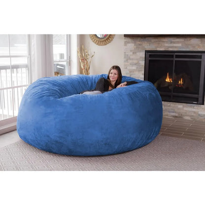 Bean Bag Chair: Giant 8' Memory Foam Furniture Bean Bag - Big Sofa With Soft Micro Fiber Cover - Royal Blue Puffs Armchairs Poof