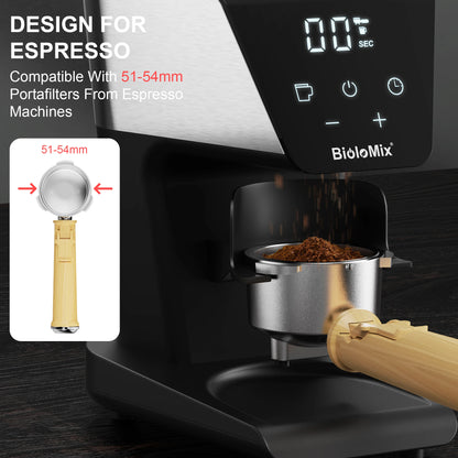 Biolomix Conical Burr Coffee Grinder with Digital Timer Display, 31 Precise Settings for Espresso/Drip/French press/Cold Brew