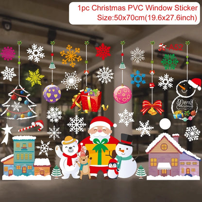 Christmas Window Stickers Christmas Wall Sticker Kids Room New Year Decoration 2025