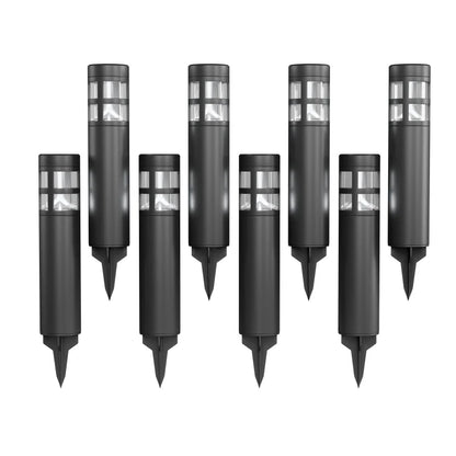 Pure Garden Solar- Set of 8 - 15.4” Outdoor Bollard Lights (Black)