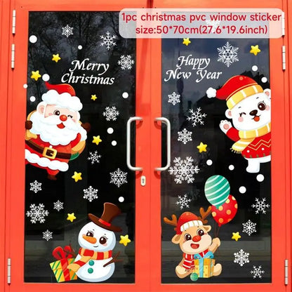 Christmas Window Stickers Christmas Wall Sticker Kids Room New Year Decoration 2025