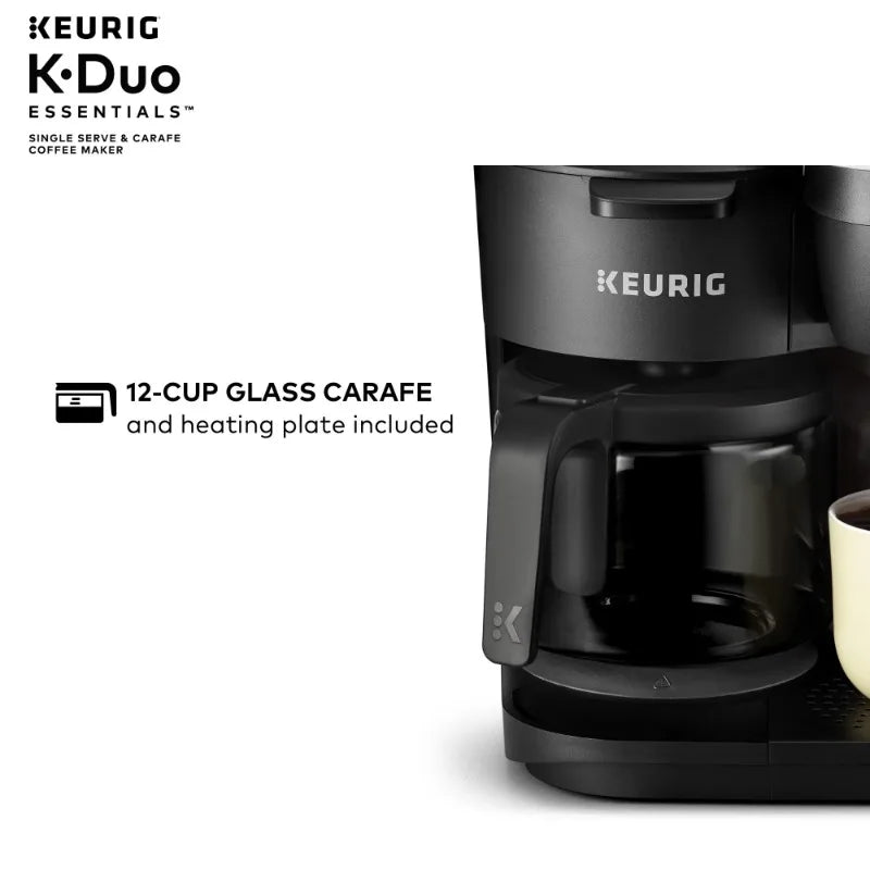 Keurig K-Duo Essentials Black Single-Serve K-Cup Pod Coffee Maker, Black