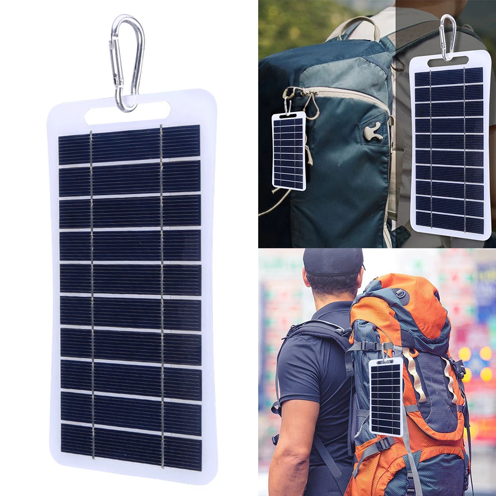 2W 5V Portable Solar Panel USB Battery Charger Solar Panel Kit Waterproof Phone Power Bank for Camping Backpacking Hiking