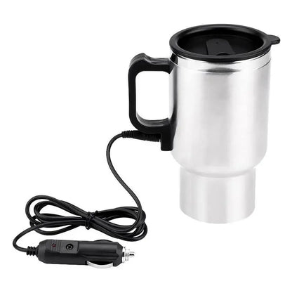 12V 450ml USB Electric Heating Car Kettle Camping Travel Kettle Water Coffee Milk Thermal Mug Auto Heating Cup Stainless Steel