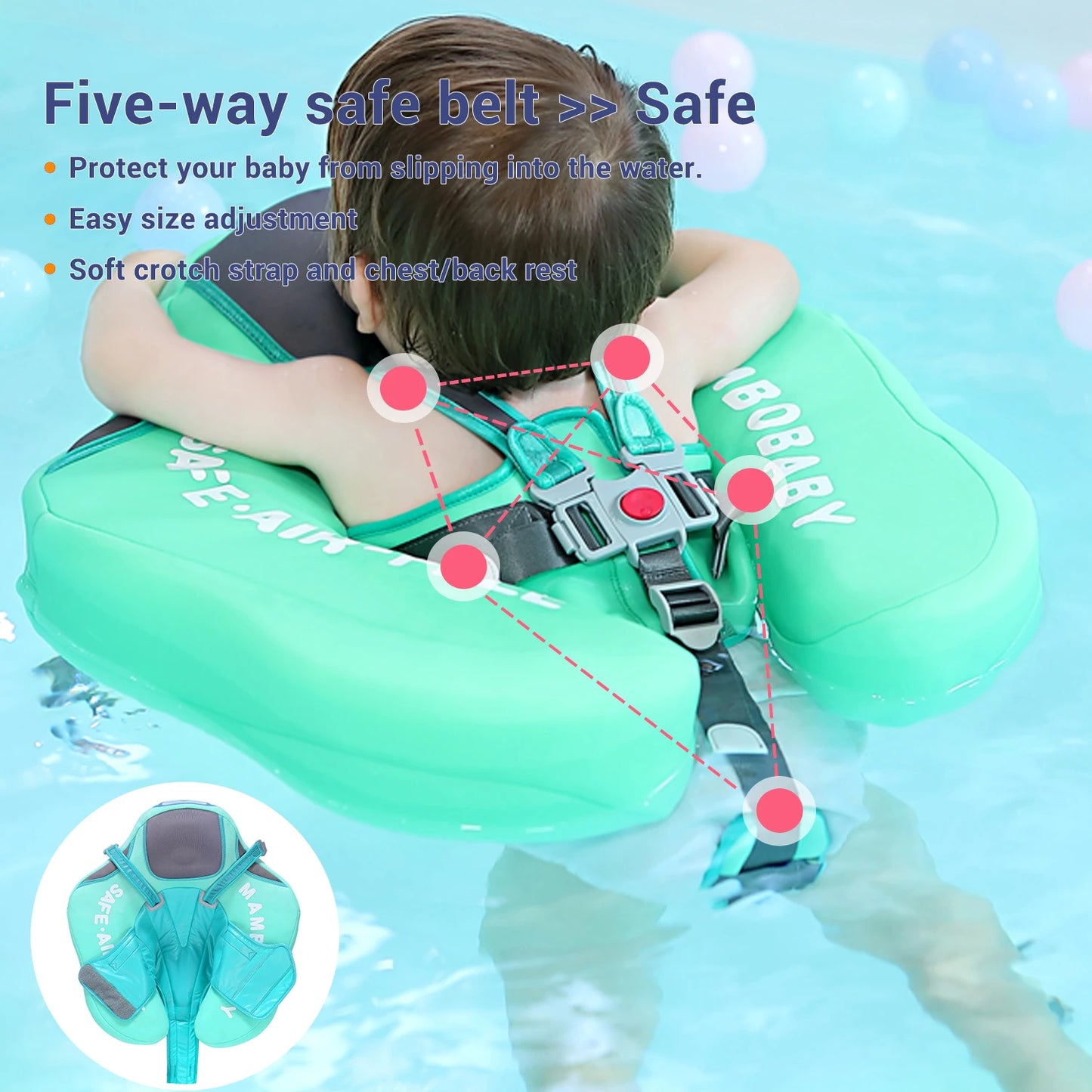 Mambobaby Baby Float with Canopy Crotch Strap Inflatable-free