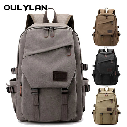 Mountaineering Male Luggage Man Backpack Travel 15.6 inch Large Capacity Rucksack Bag Canvas Bucket Shoulder Bags for Boys Men B