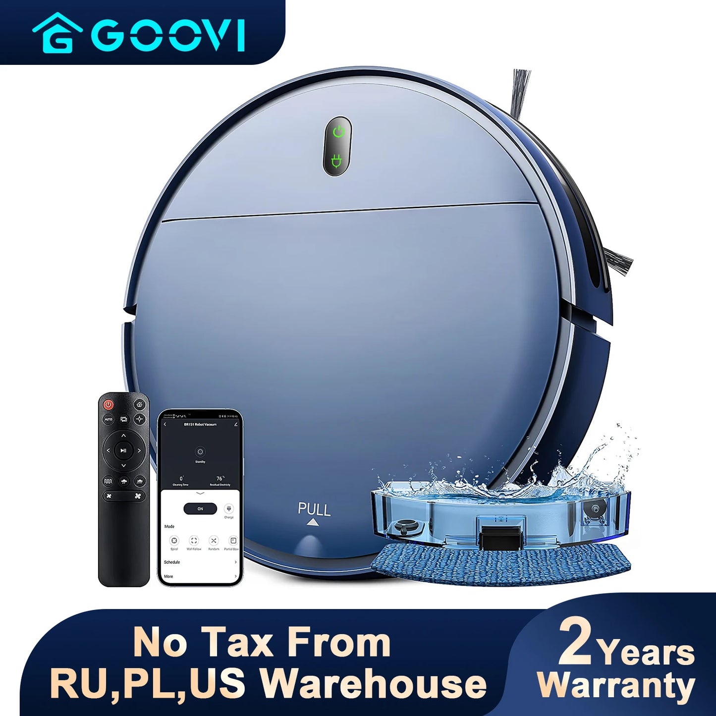 GOOVI BR151 Robot Vacuum Cleaner 6000Pa Strong Suction, Smart Home Support Wifi