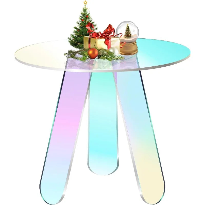 Acrylic Coffee Tables Modern Accent Night Stand Iridescent Table Coffee Table Side  Round End Table Modern Chic Desk-Living