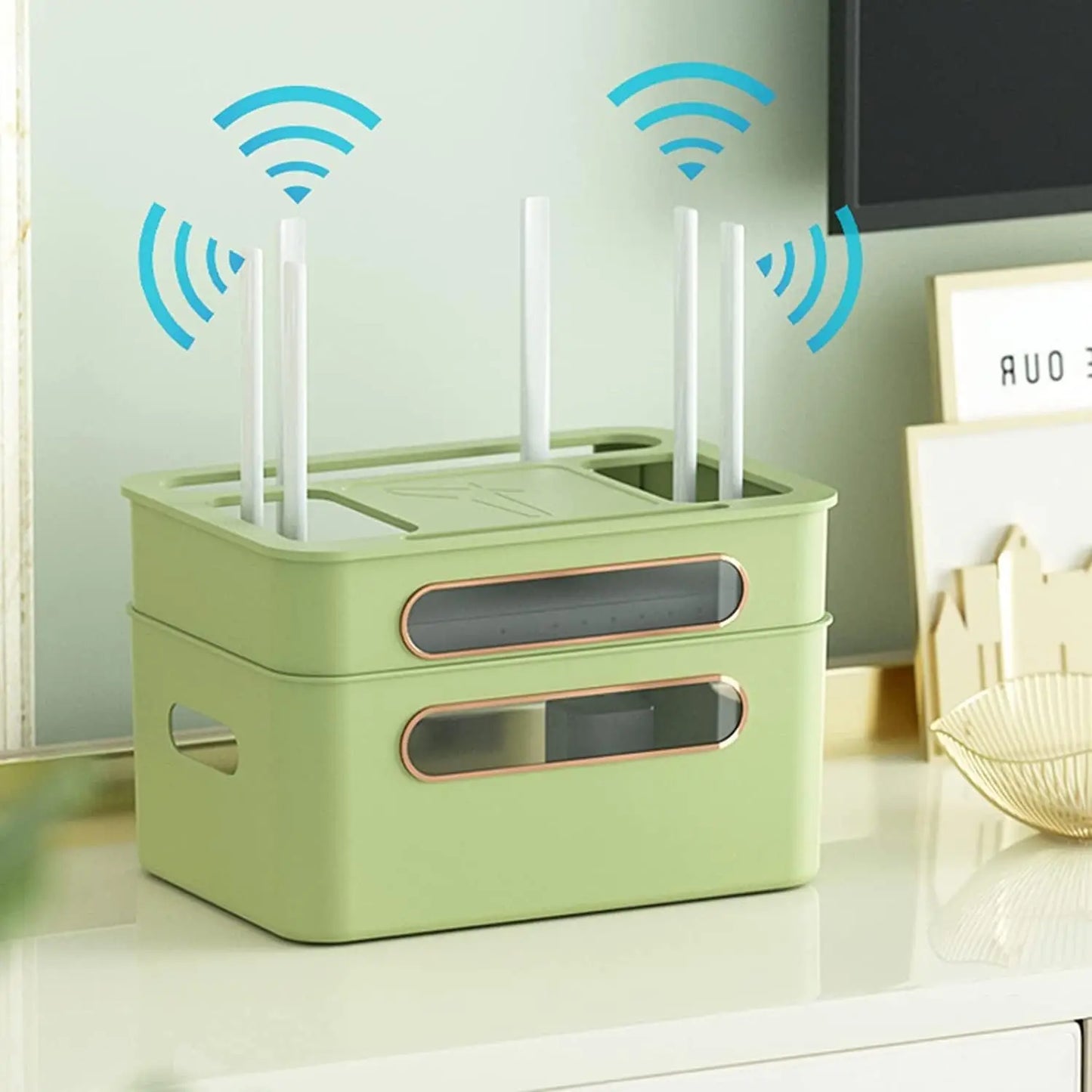 Wireless Wifi Router Storage Box with Transparent Modem