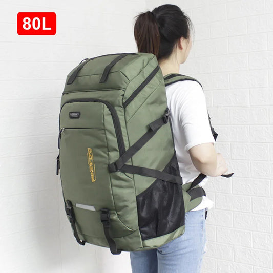 50L/80L Large Capacity Travel Backpack for Men Outdoor Sports Climbing Camping Hiking Rucksack Luggage School Bag Nylon Pack