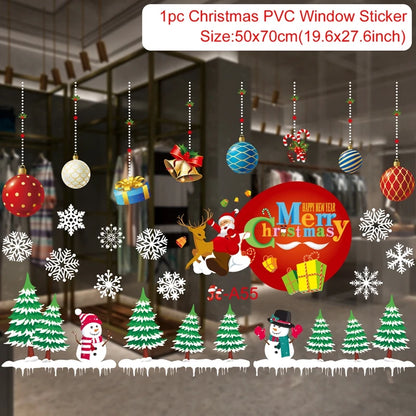 Christmas Window Stickers Christmas Wall Sticker Kids Room New Year Decoration 2025