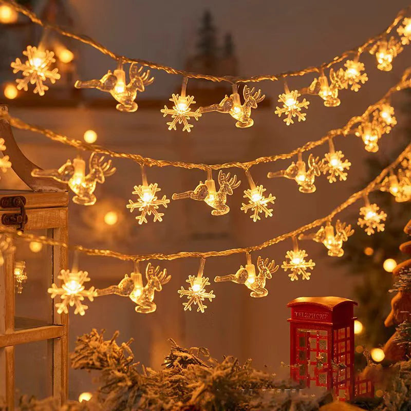 1.5/3M Christmas Lights Snowflake String Lights Fairy Lights Waterproof Star Ball LED Lamp