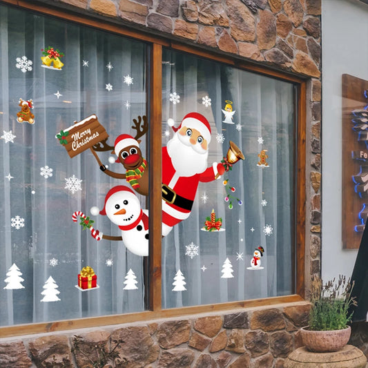 Christmas Window Stickers Christmas Wall Sticker Kids Room New Year Decoration 2025