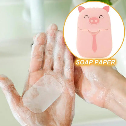 50Pc/box Portable Disposable Cleaning Soap Paper Cartoon Travel Paper Soaps Cute Paper Soap Tablets For Travel Soap Sheets