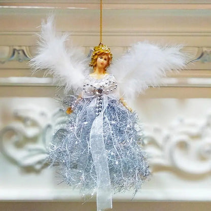 Christmas Tree Angel Topper With Wings Handmade Angel Doll Christmas Gifts For Indoor Christmas Tree Ornaments Festival Supplies