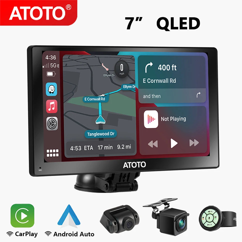 ATOTO Universal Car Stereo 7" QLED Wireless Android Auto Apple Carplay Screen Display Car Radio Multimedia Player Bluetooth GPS