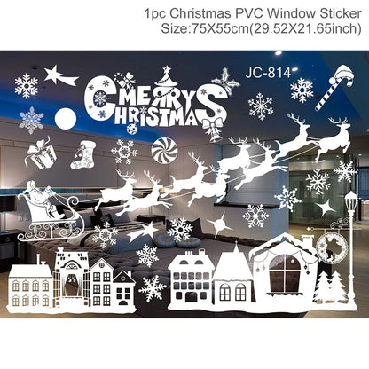 Christmas Window Stickers Christmas Wall Sticker Kids Room New Year Decoration 2025