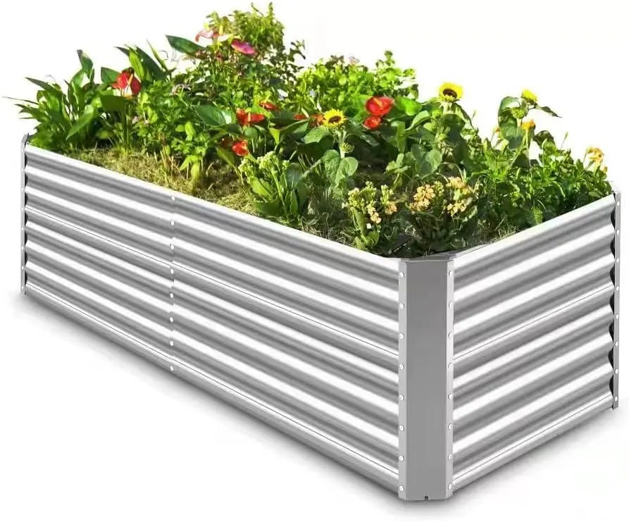 Galvanized Raised Garden Bed Ket Outdoor Large Metal Planter Boxes Steel Kit for Vegetables, Flowers, Herbs, and Succulents