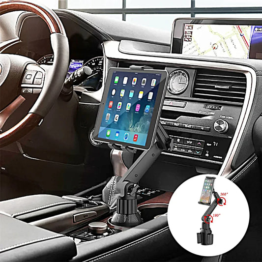 Tablet Cup Holder Mount 360 Adjustable Smartphone Holder Car 270 Tilt Bar Triangular Base Ram Mount Tablet Holder For SUVs