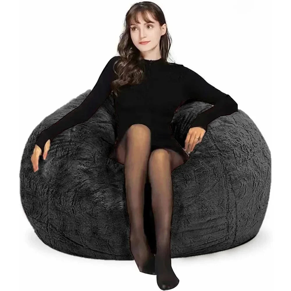 Bean Bag Chair for Adults Kids Without Filling Comfy Fluffy Giant Round Beanbag Lazy Sofa Cover for Reading Chair Floor Chair