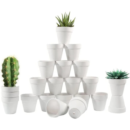 3 Inch Pots - 22Pack Clay Flower Nursery Pot/Cactus Plant Pot. Great for Plants, Crafts, Wedding Favorn, DIY Production (White)