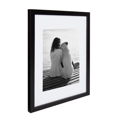 Gallery Wood Photo Frame Set for Customizable Wall Display, Black 11x14 matted to 8x10, Pack of 4