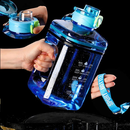 2.2L Body Building Water Dumbbell Water Bottle With Scale Portable Square Sport Gym Fitness Push Cap Water Kettle With Handle