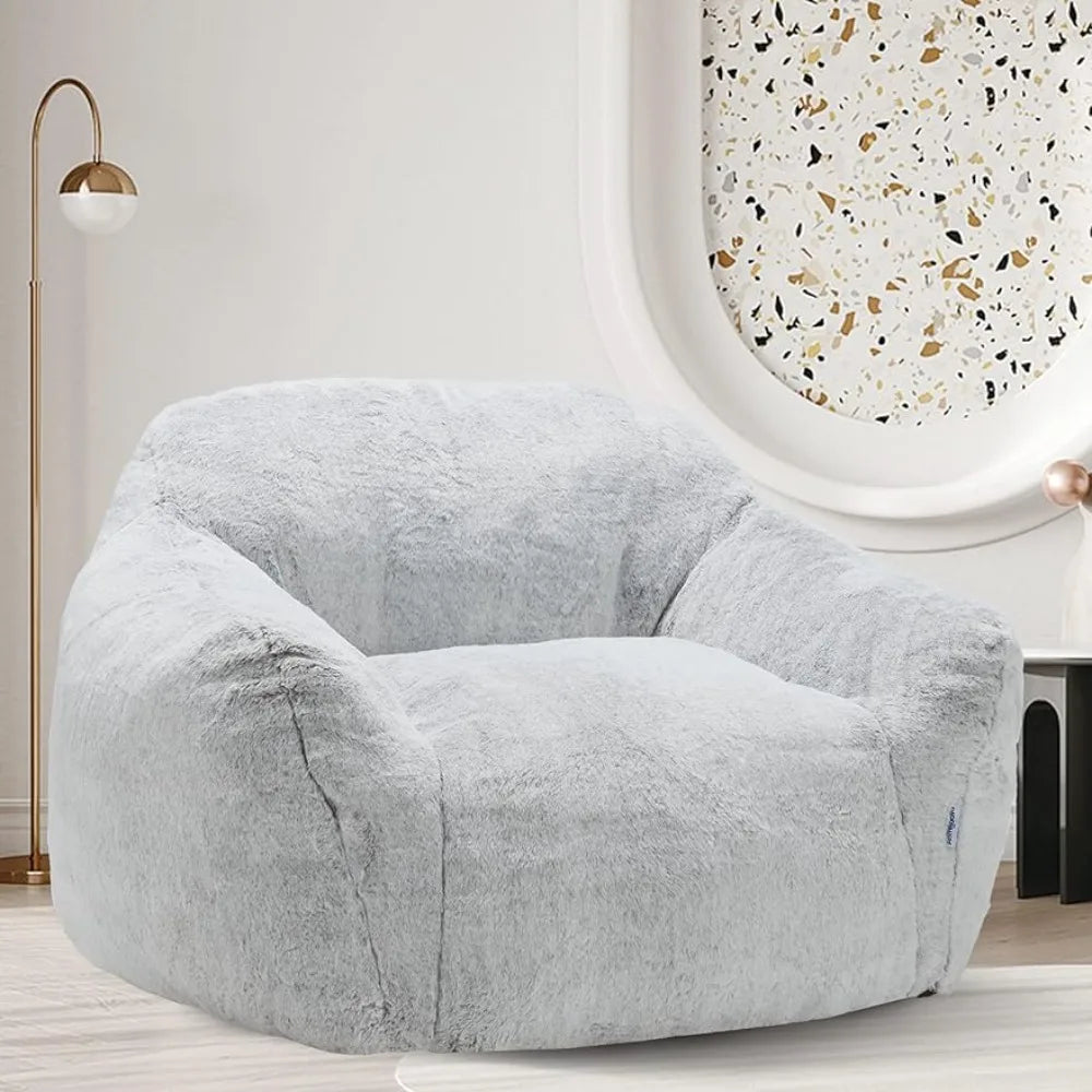 Plush Lazy Sofa Comfy Chair Bean Bag Large BeanBag Chair for Adults in Livingroom Bean Bag Couch Stuffed High-Density Foam Room