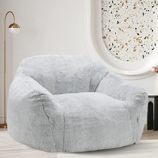 Plush Lazy Sofa Comfy Chair Bean Bag Large BeanBag Chair for Adults in Livingroom Bean Bag Couch Stuffed High-Density Foam Room