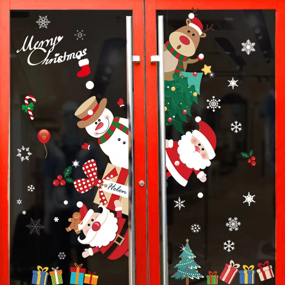 Christmas Window Stickers Christmas Wall Sticker Kids Room New Year Decoration 2025