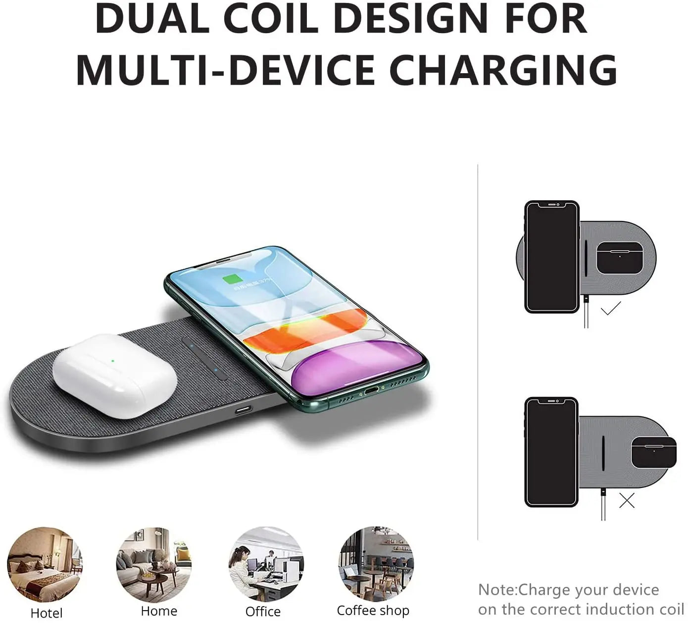 40W 2 In 1 Dual Wireless Charger for Samsung S24 S23 S22 Double Fast Charging Pad For iPhone 15 14 13 12 11 XS XR Airpods 3 Pro