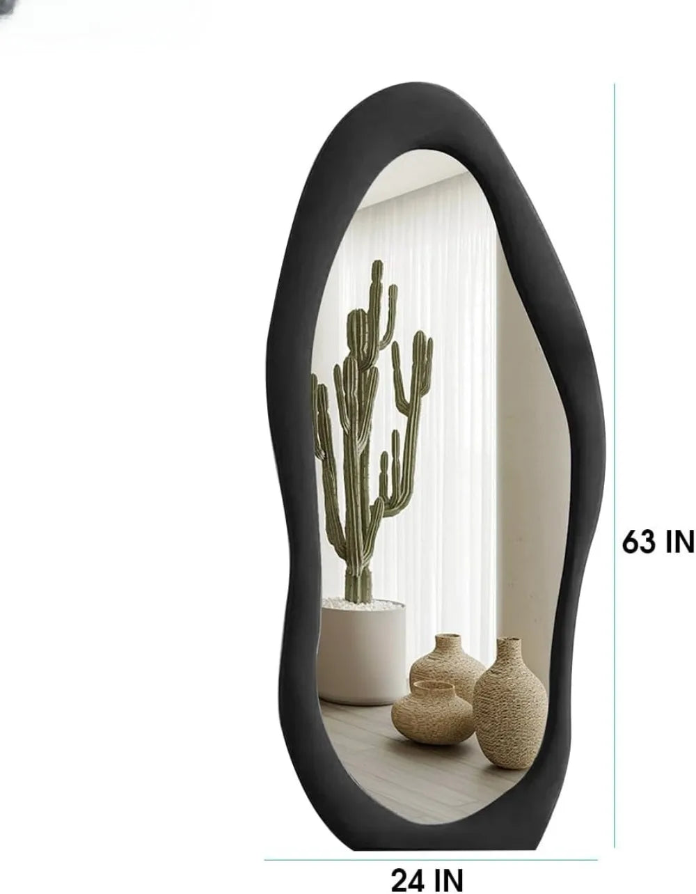 Full-length Mirror Hanging on The Wall, Floor-to-ceiling Mirror with Flannel Frame, Irregularly Hung or Leaning on The Wall