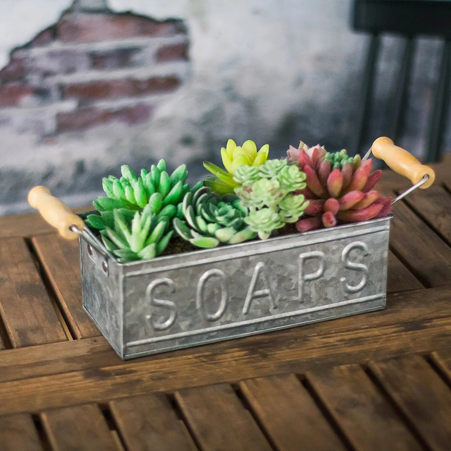 Creative Flower Pot Square Iron Sheet Soap Box Storage Container With Hendle Vintage Home Green Plants Pot Succulent Pot Tray