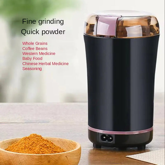 NEW Mini Portable Electric Coffee Bean Grinder, Kitchen Tool, Herbs Salt Pepper Spices Nuts Crusher, EU Plug -Black