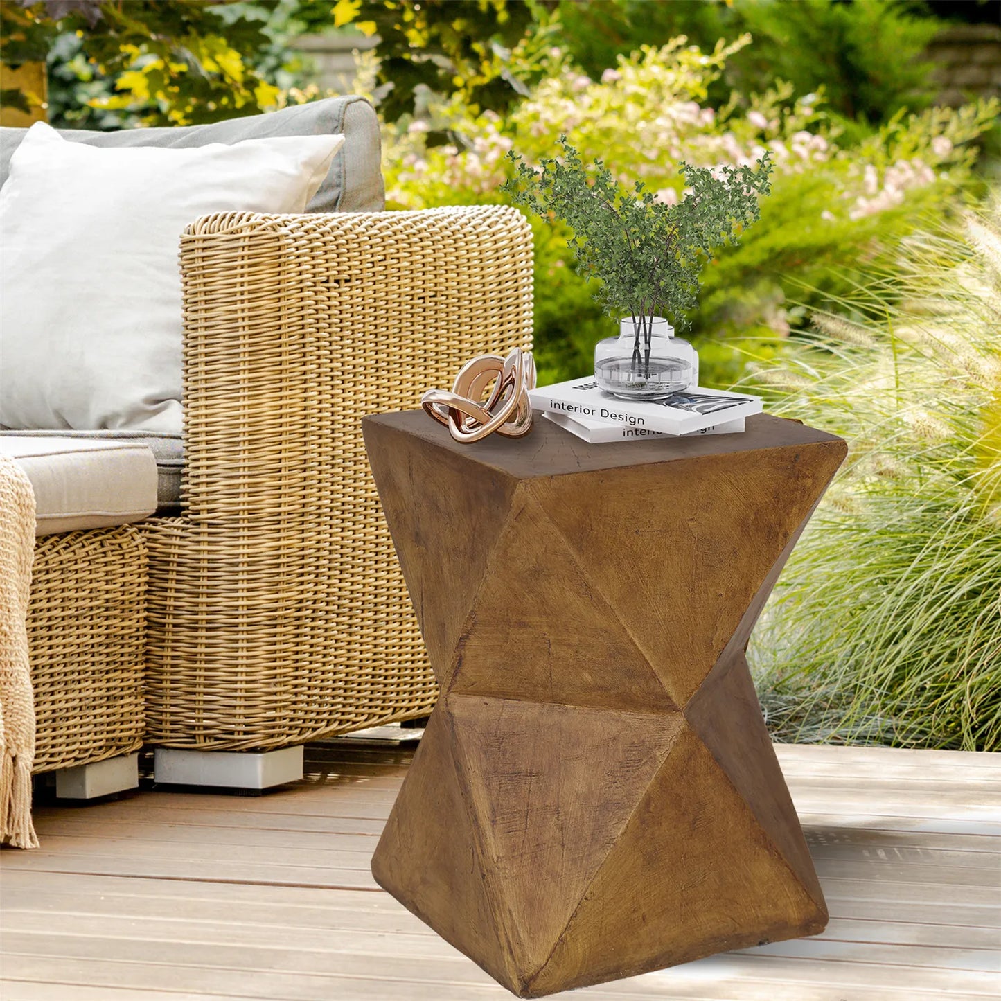 Outdoor Weight Concrete Side Table for Indoor Sofa Side Table Patios Plant Stand Accent Table Garden Stool End Table