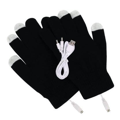 1 Pair USB Heated Gloves for Men Women Knitting Heating Mittens Hands Warmer