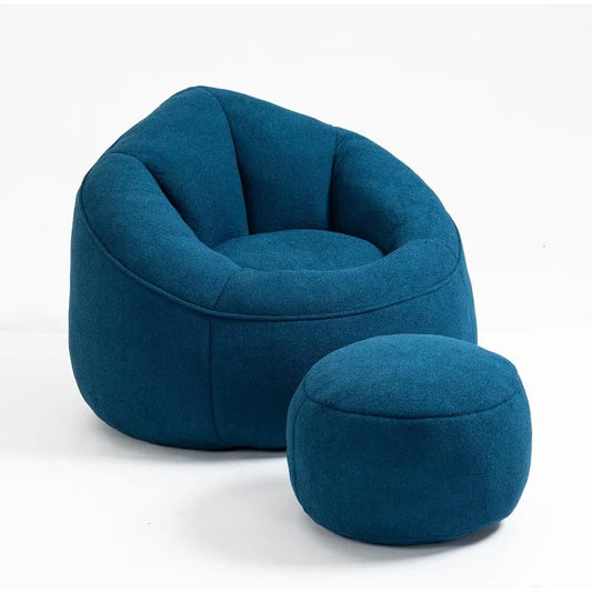 Veemuaro Bean Bag Sofa Chair with Ottoman, Memory High Pressure Foam Sofa Chair, Large Lazy BeanBag Sofa with Armrests