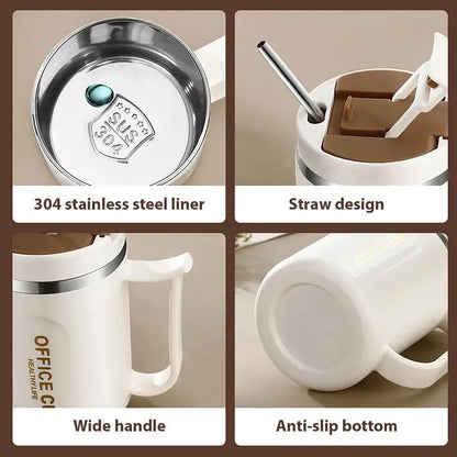 500ml Thermal Bottle Stainless Steel Coffee Mug Insulated Cup With Straw Portable Vacuum Flasks Thermal Cups