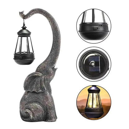 Garden Solar Powered Lights Outdoor Waterproof LED Decorative Lights Retro Elephant Patio Landscape Lamp Garden Lawn Home Decor