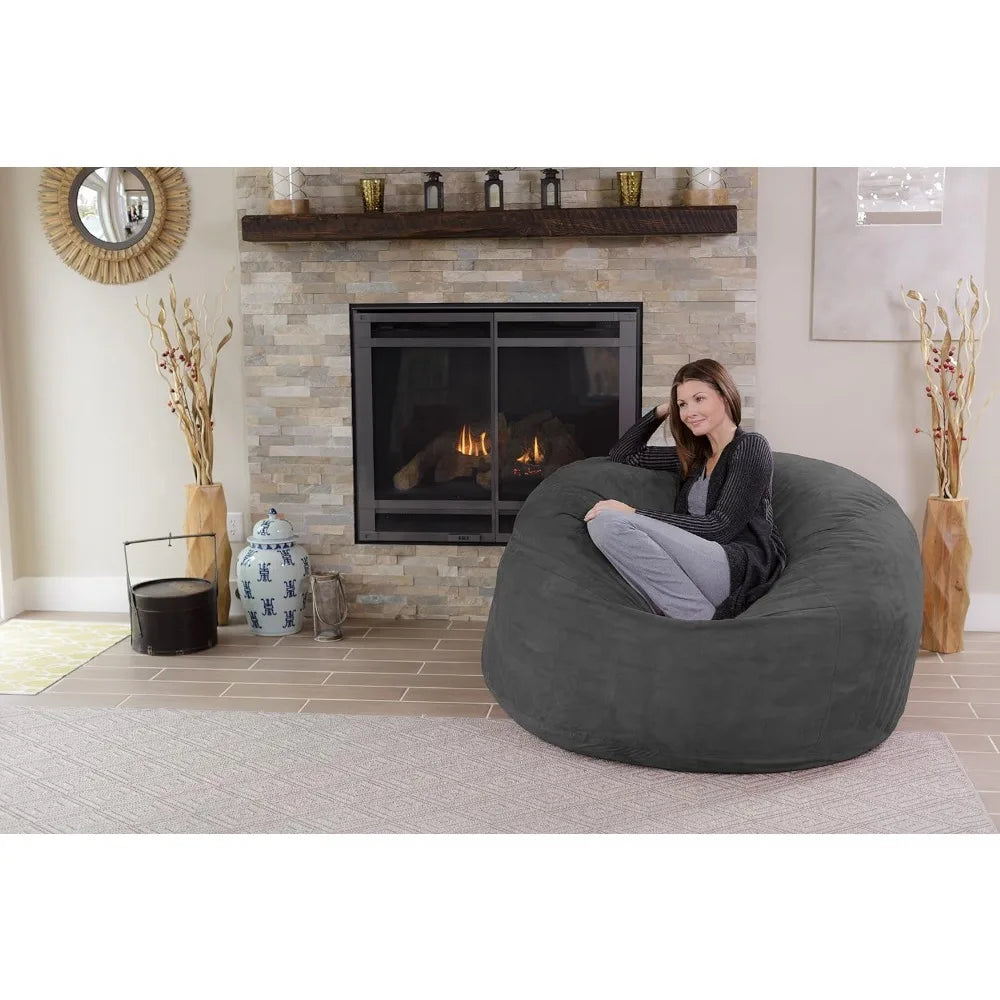 Sack Bean Bag Chair: Giant 5' Memory Foam Furniture Bean Bag - Big Sofa with Soft Micro Fiber Cover - Charcoal