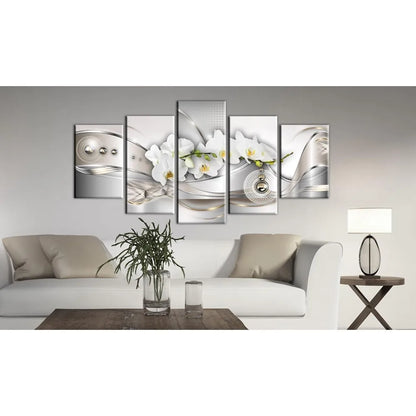 Wall Decor Large Vibrant Floral Canvas Wall Art Pearl Orchid Print Artwork Modern Decorative 5 Panels Home Decoration Paintings