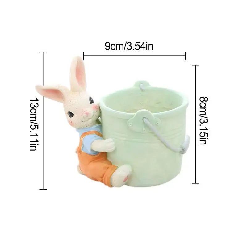 Rabbit Plant Pots Cartoon Easter Resin Flower Pot Free-Standing Planter Garden Potted Plant Supplies Cute Planter For Cactus