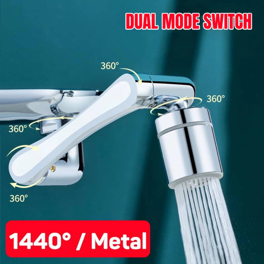 Stainless steel Universal 1440 °Swivel Robotic Arm Swivel Extension Faucet Aerator Kitchen Sink Faucet Extender 2Water Flow Mode