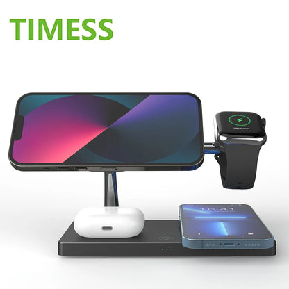 4 in 1 Wireless Charger Stand For iPhone 15 14 13 12 Fast Charging Station for iWatch Samsung Galaxy Watch 5 4 3 Airpods Pro 2 3