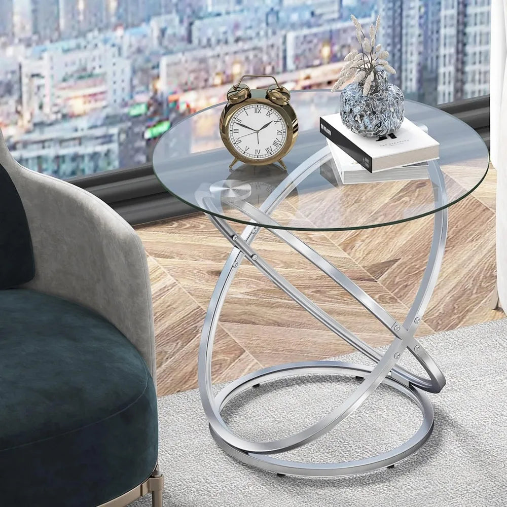 Side Table Modern Contemporary Side Table for Small Space With Tempered Glass Tabletop Free Shipping Console Living Room Coffee